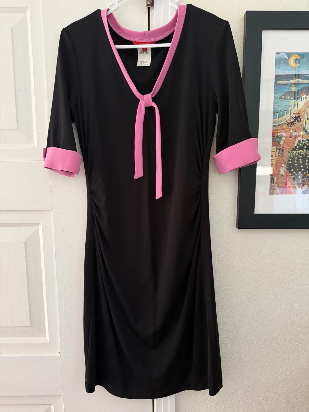 Vintage ABS by Allen Schwartz Black 3/4 sleeve dress / y2k sock hop style size S